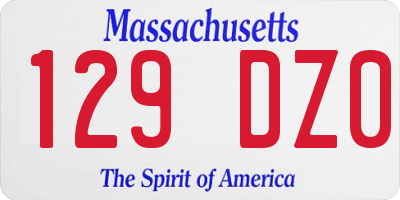 MA license plate 129DZ0