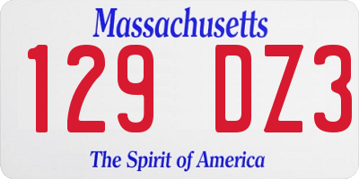 MA license plate 129DZ3