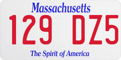 MA license plate 129DZ5