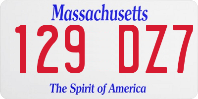 MA license plate 129DZ7