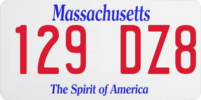 MA license plate 129DZ8