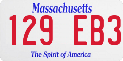 MA license plate 129EB3