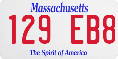 MA license plate 129EB8