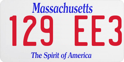 MA license plate 129EE3