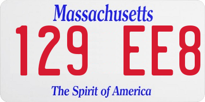 MA license plate 129EE8