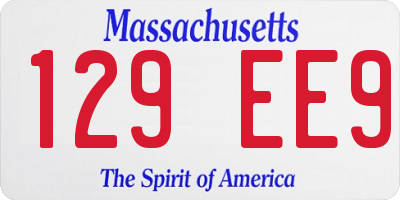 MA license plate 129EE9