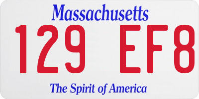 MA license plate 129EF8