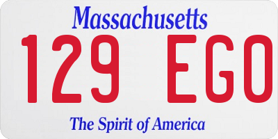 MA license plate 129EG0