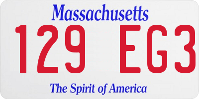 MA license plate 129EG3