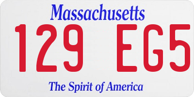 MA license plate 129EG5
