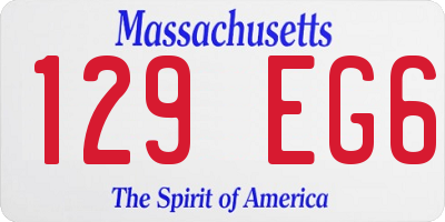 MA license plate 129EG6