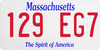 MA license plate 129EG7