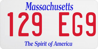 MA license plate 129EG9