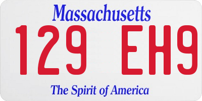 MA license plate 129EH9
