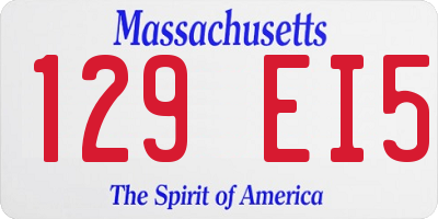 MA license plate 129EI5