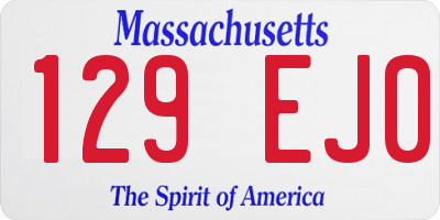 MA license plate 129EJ0