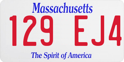 MA license plate 129EJ4