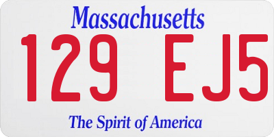 MA license plate 129EJ5