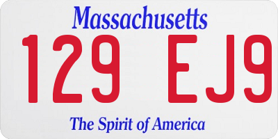 MA license plate 129EJ9