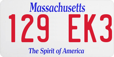 MA license plate 129EK3