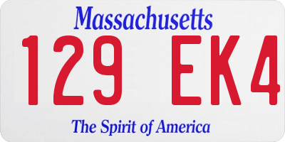 MA license plate 129EK4
