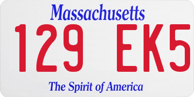 MA license plate 129EK5