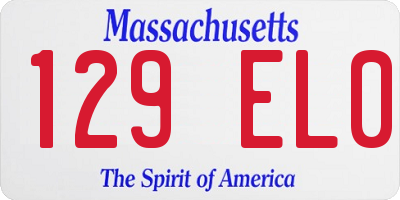 MA license plate 129EL0