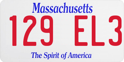 MA license plate 129EL3