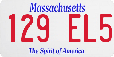 MA license plate 129EL5