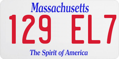 MA license plate 129EL7