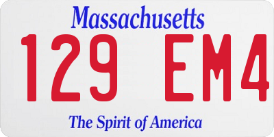 MA license plate 129EM4