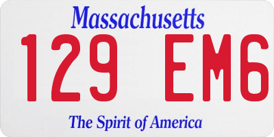 MA license plate 129EM6