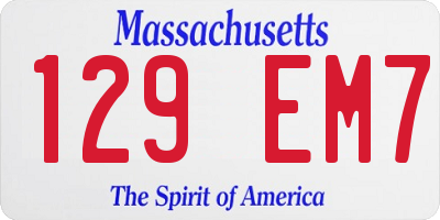 MA license plate 129EM7