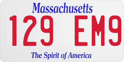 MA license plate 129EM9