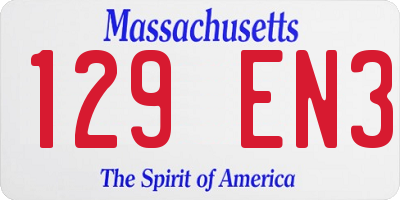 MA license plate 129EN3