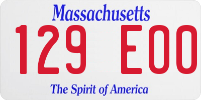 MA license plate 129EO0