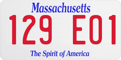 MA license plate 129EO1
