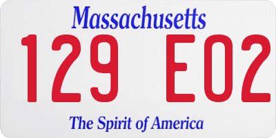 MA license plate 129EO2