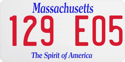 MA license plate 129EO5
