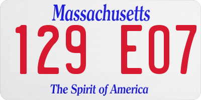 MA license plate 129EO7