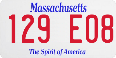 MA license plate 129EO8