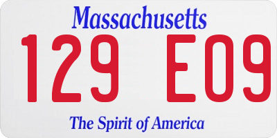 MA license plate 129EO9