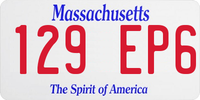 MA license plate 129EP6