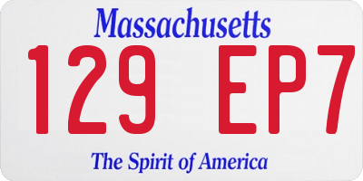 MA license plate 129EP7