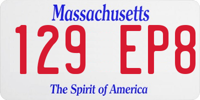 MA license plate 129EP8