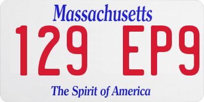 MA license plate 129EP9