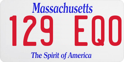 MA license plate 129EQ0