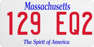 MA license plate 129EQ2