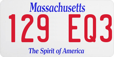 MA license plate 129EQ3