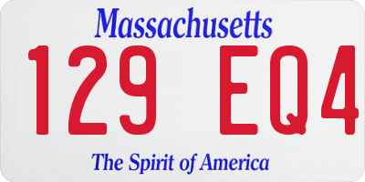 MA license plate 129EQ4